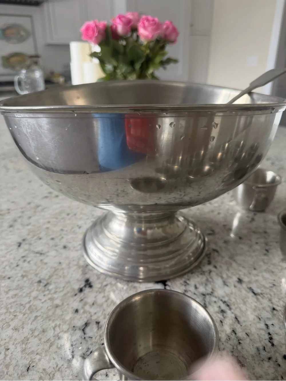 Vintage Woodbury Pewter Punch Bowl Set with 12 Matching Cups